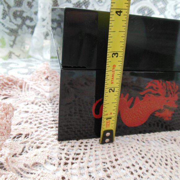 recipe box La Choy brand plastic black w red dragon many recipe cards inside 80s - Picture 15 of 15